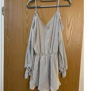 Black and White Cold Shoulder Romper